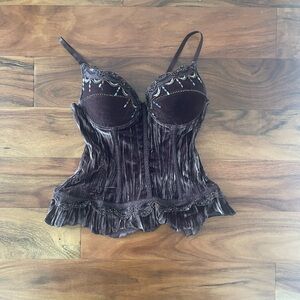 SOLD! Roselle La Vie en Rose Velvet Corset Top